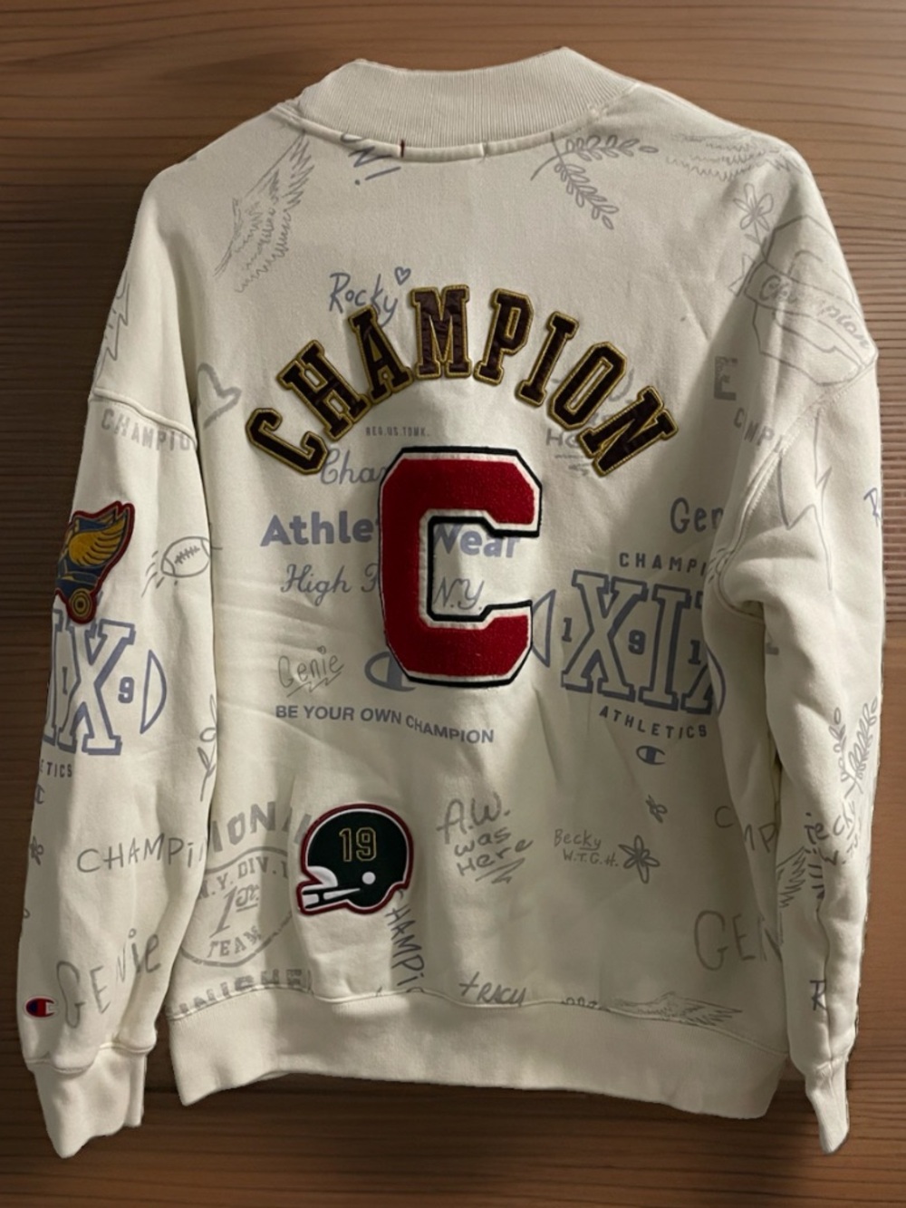 Champion varsity letterman jacket sweater, large - Picture 4 of 6
